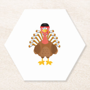 thankful for hockey thanksgiving Funny Turkey Ice Paper Coaster