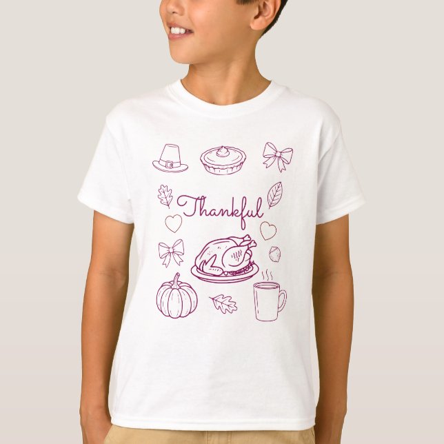 Thankful for Kids Thanksgiving  Gratitude T-shirt (Devant)