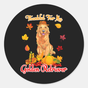 Thankful For My Golden Retriever Thanksgiving Pump Classic Round Sticker