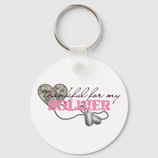Thankful For My Soldier Keychain (Front)