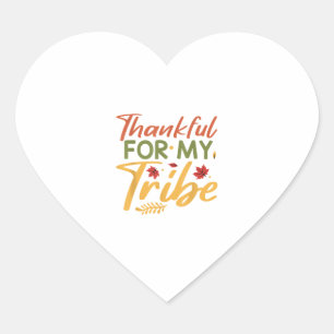 Thankful For My Tribe Thanksgiving Halloween Costu Heart Sticker