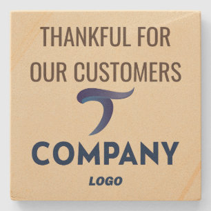 Thankful for Our Customers Company Logo Stone Coaster