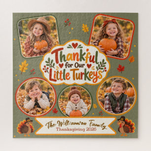 Thankful for Our Little Turkeys Personalized Famil Jigsaw Puzzle