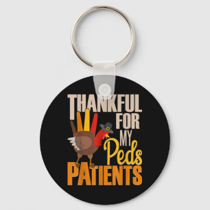 Thankful For Peds Patients Thanksgiving Nurse Keychain