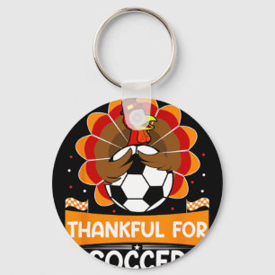 Thankful For Soccer Turkey Happy Thanksgiving Socc Keychain