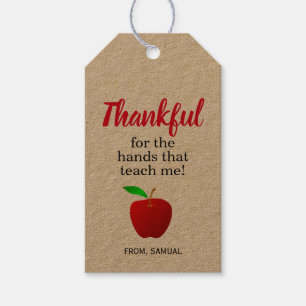 Thankful for the hands that teach me Teacher Gift  Tags