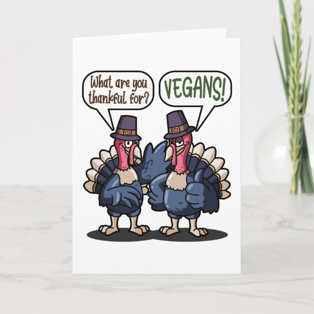 Thankful For Vegans Funny Turkey Thanksgiving Gift Card (Front)