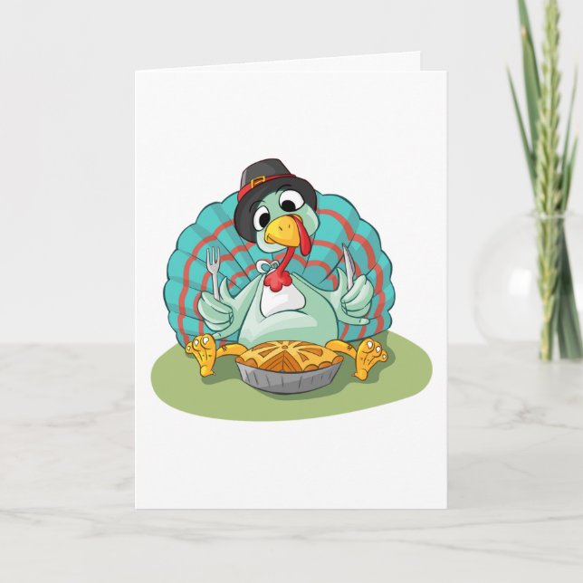 Thankful for Vegans Thanksgiving Holiday Turkey Card (Front)
