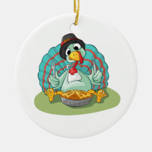 Thankful for Vegans Thanksgiving Holiday Turkey Ceramic Ornament