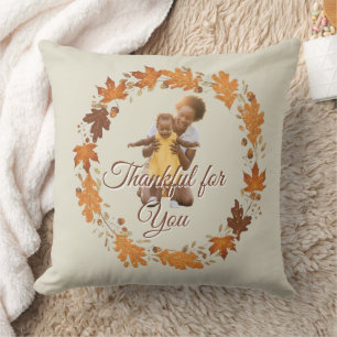 Thankful for You" Fall Photo Pillow