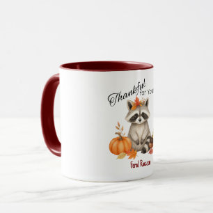 Thankful for You Fall Raccoon Thanksgiving Mug