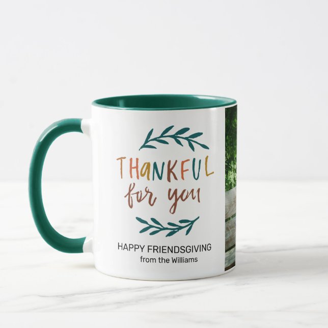 Thankful for you Friendsgiving Photo Personalized Mug (Left)