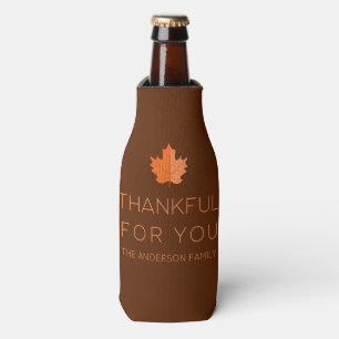 Thankful For You   Modern Minimalist Thanksgiving Bottle Cooler