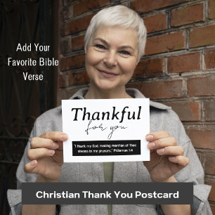 Thankful For You Philemon Prayer Postcard