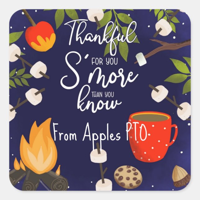 thankful for you smore  square sticker (Front)