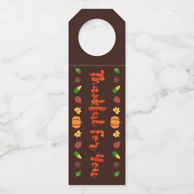 Thankful For You Thanksgiving Bottle Tag (Front)