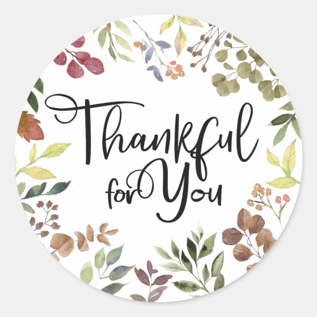 Thankful For You - Thanksgiving Classic Round Sticker (Front)