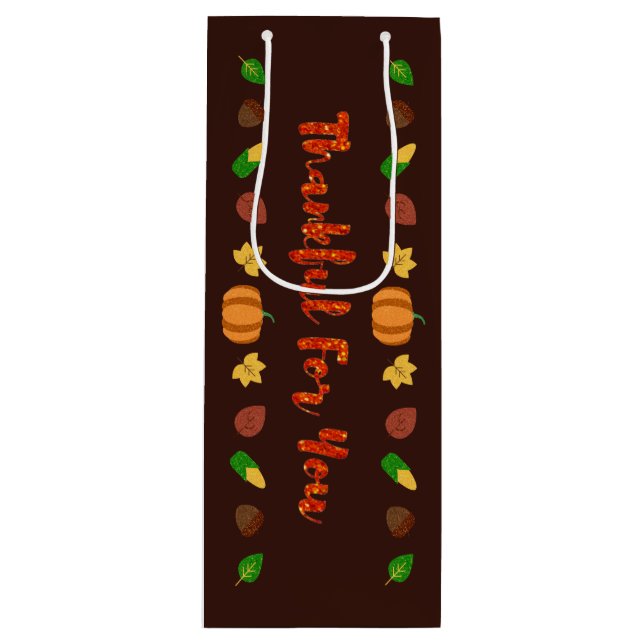 Thankful For You Thanksgiving Wine Gift Bag (Front)