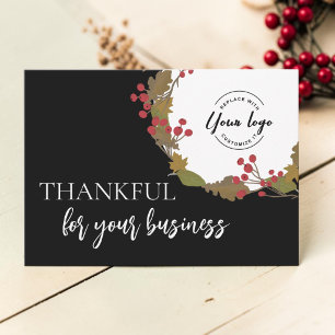 Thankful for Your Business Logo Thanksgiving Holiday Card