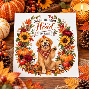 Thankful From Head to Paws Dog Thanksgiving Card