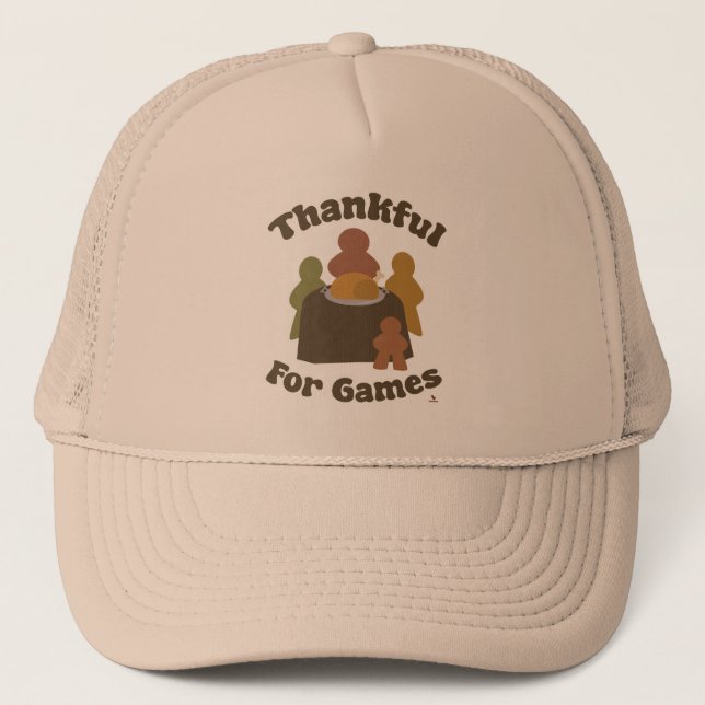 Thankful Gamers Thanksgiving Boardgame Design Trucker Hat (Front)