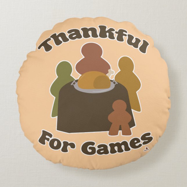 Thankful Games Thanksgiving Boardgame Life Round Pillow (Front)