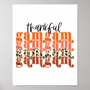 Thankful Gamgam Thanksgiving Retro Leopard Fall Se Poster