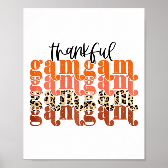 Thankful Gamgam Thanksgiving Retro Leopard Fall Se Poster (Front)