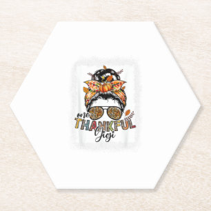 Thankful Gigi For Women Fall Thanksgiving Messy Bu Paper Coaster