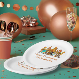 Thankful Gnomes Fall Thanksgiving Autumn Pumpkins  Paper Plate