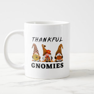 Thankful Gnomies with Cute Autumn Trio of Gnomes Large Coffee Mug