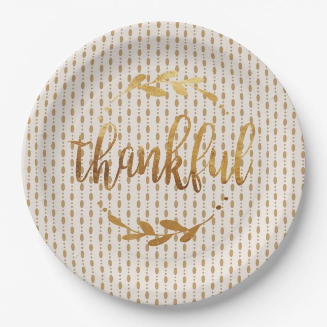 Thankful Gold - Paper plate (Front)