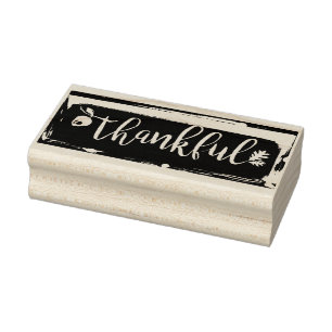 Thankful Graphic Art Holiday Wood Art Stamp