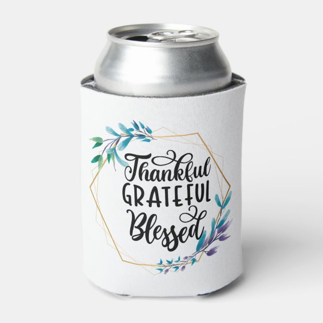 Thankful, Grateful and Blessed  Can Cooler (Can Front)