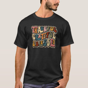Thankful Grateful And Blessed Leopard Retro Thanks T-Shirt