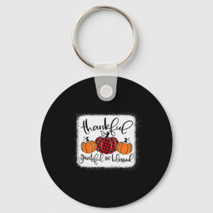 Thankful Grateful and Blessed Pumpkin Fall Thanksg Keychain