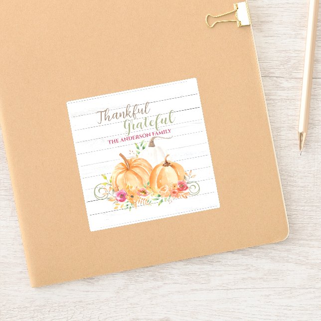 Thankful Grateful | Autumn Fall Pumpkin Watercolor (Notebook)