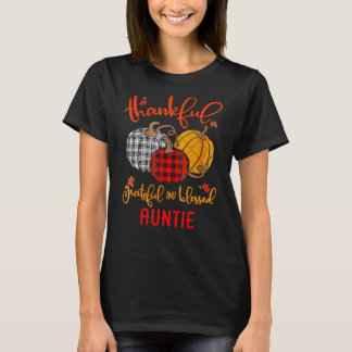 Thankful Grateful Blessed Auntie Autumn Fall Pumpk T-Shirt