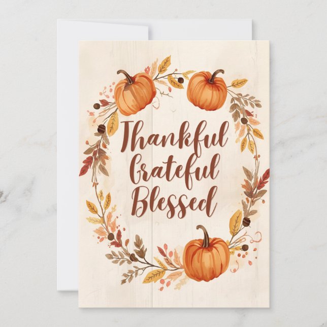 Thankful Grateful Blessed Autumn Invitation (Front)