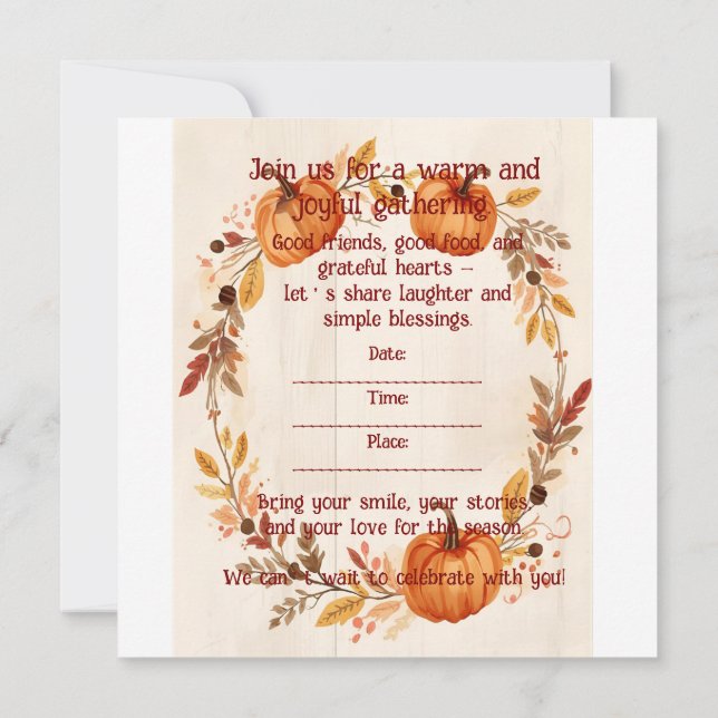 Thankful Grateful Blessed Autumn Save The Date (Back)