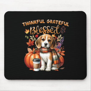 Thankful Grateful Blessed Beagle Dog Happy Fall Y' Mouse Pad