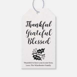 Thankful Grateful Blessed black custom script   Gift Tags