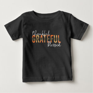 Thankful Grateful Blessed Cheetah Print Typography Baby T-Shirt