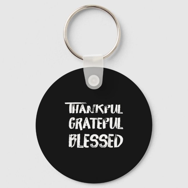 Thankful Grateful Blessed Christmas Shirts For Men Keychain (Front)
