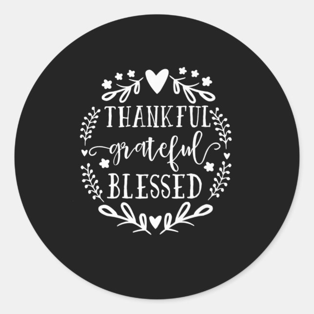 Thankful Grateful Blessed Comfy Fall  Classic Round Sticker (Front)