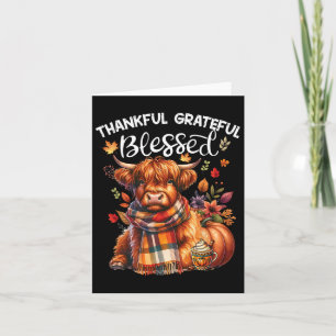 Thankful Grateful Blessed Cow Fall Y'all Autumn  Card