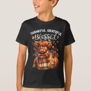 Thankful Grateful Blessed Cow Fall Y'all Autumn  T-Shirt