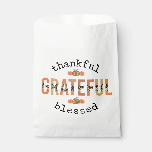 Thankful Grateful Blessed Cute Fall Thanksgiving Favour Bag (Front)