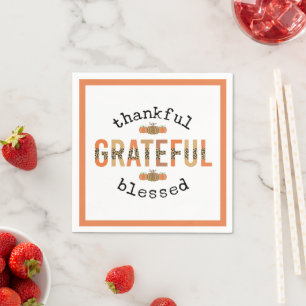 Thankful Grateful Blessed Cute Fall Thanksgiving Napkin