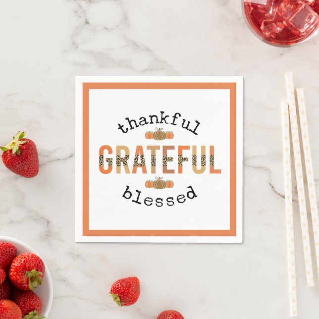 Thankful Grateful Blessed Cute Fall Thanksgiving  Napkin (Insitu)